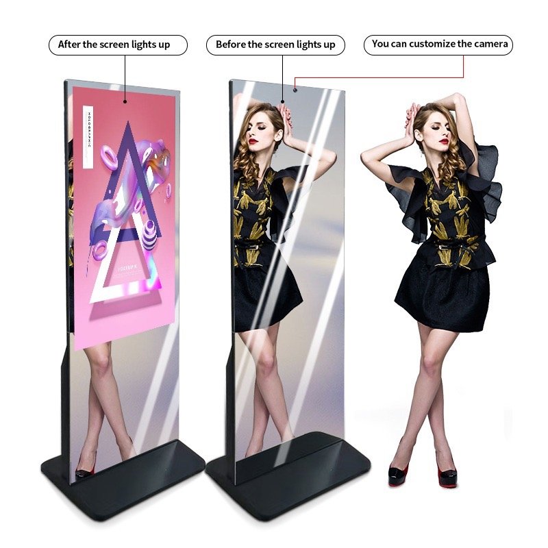 Màn hình quảng cáo chân đứng mặt gương cho cửa hàng thời trang