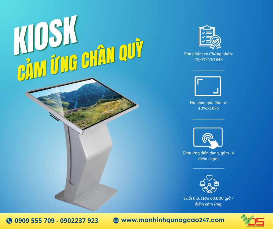 5 TÍNH NĂNG ĐẶC BIỆT CỦA KIOSK CHÂN QUỲ – GIẢI PHÁP TƯƠNG TÁC THÔNG MINH CHO MỌI KHÔNG GIAN