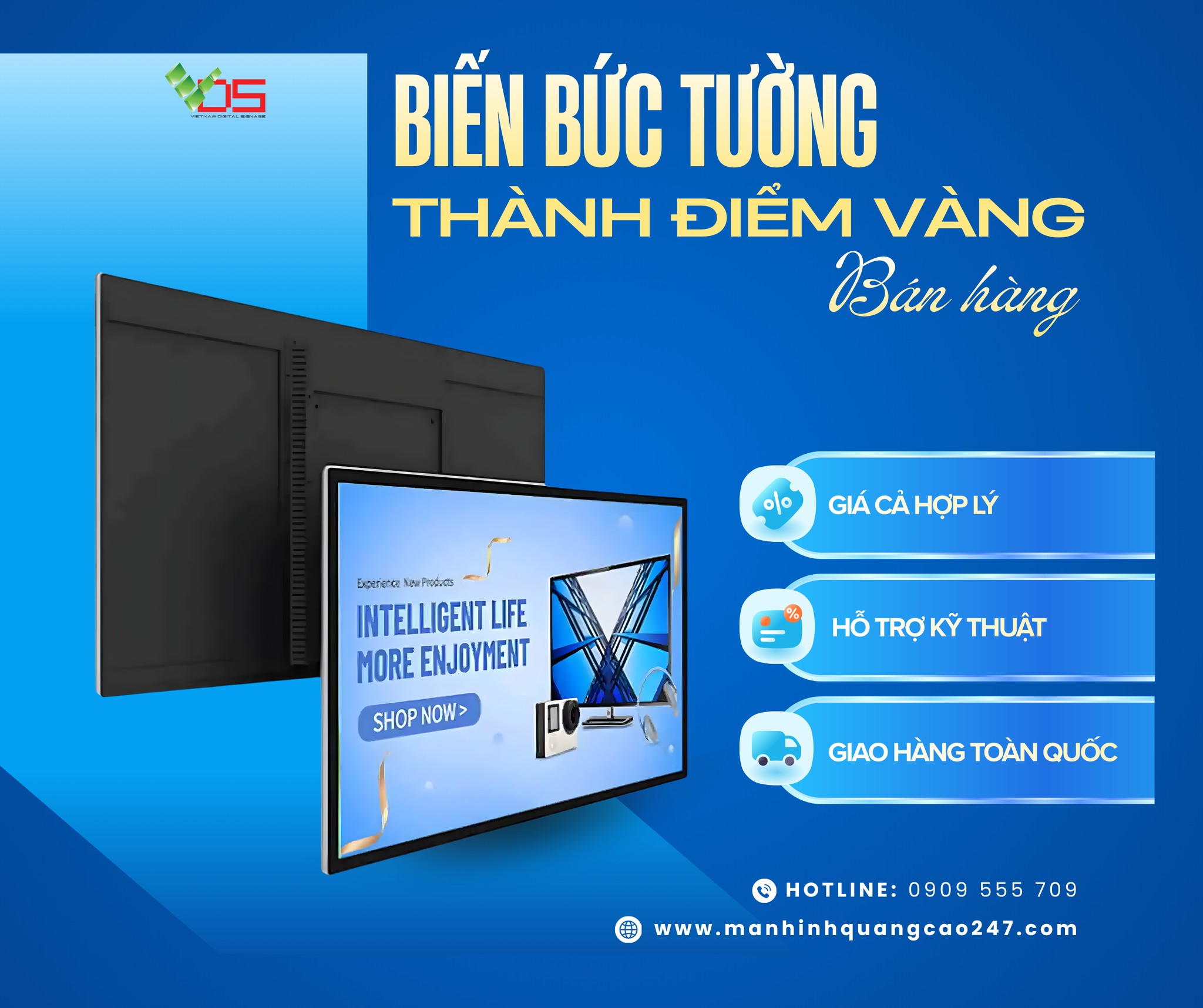 MÀN HÌNH QUẢNG CÁO TREO TƯỜNG – BIẾN BỨC TƯỜNG THÀNH “ĐIỂM VÀNG” BÁN HÀNG!