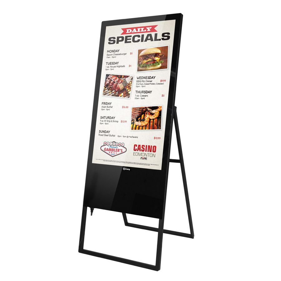 Biển quảng cáo kỹ thuật số VDS 43 inch – Thiết kế di động, chạy pin linh hoạt, tối ưu cho không gian ngoài trời