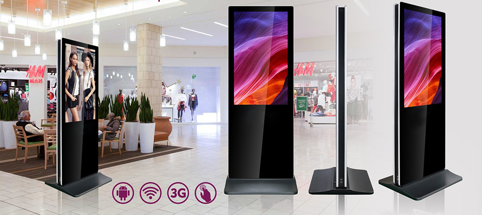 Màn hình LCD chân đứng 65 inch và giải pháp phủ sóng thương hiệu