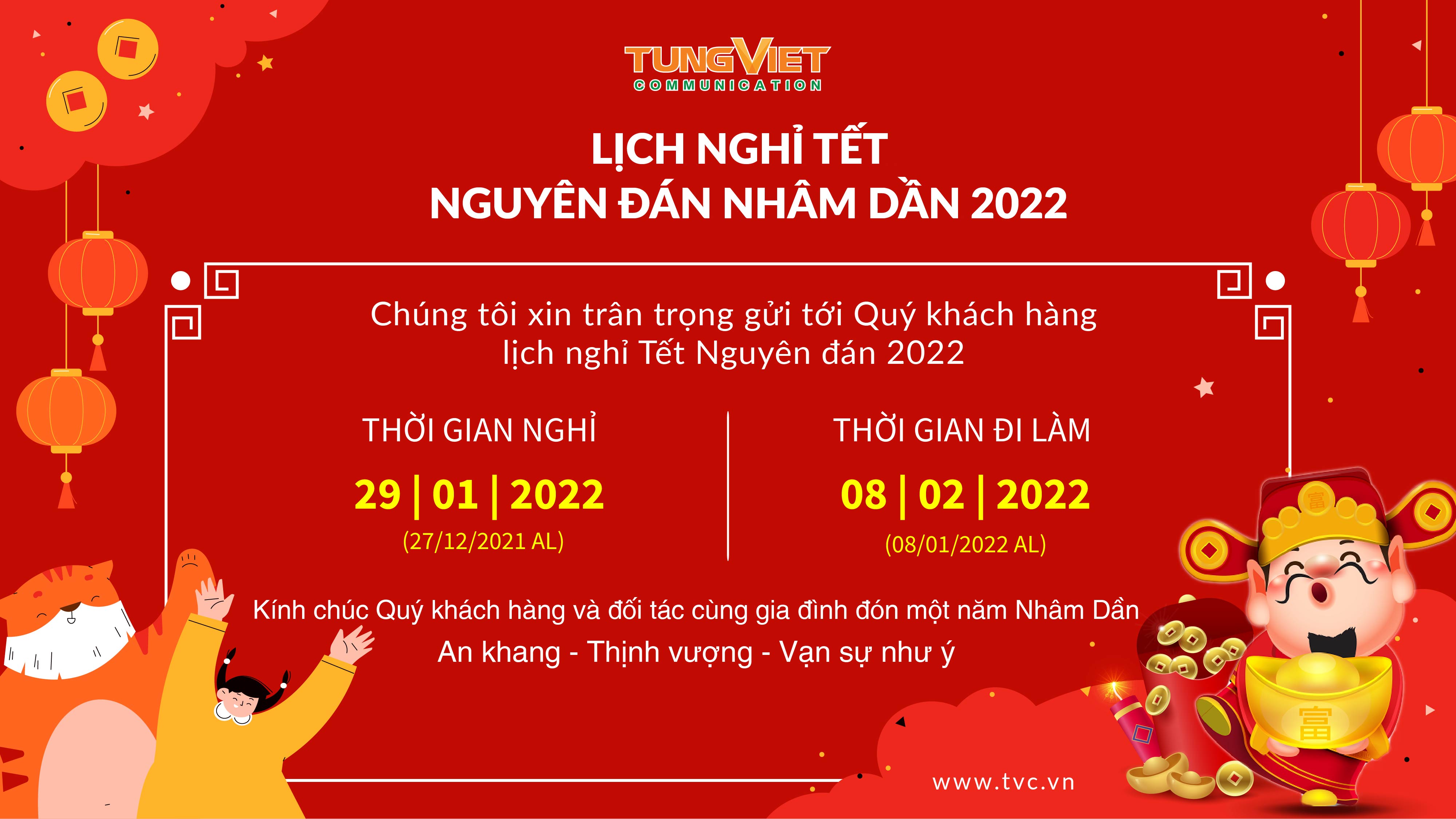 Tùng Việt xin thông báo lịch nghỉ Tết Nguyên Đán 2022